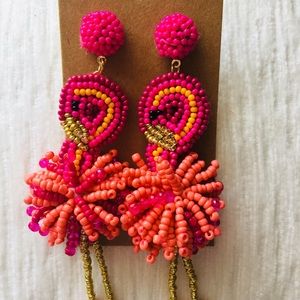 Flamingo beaded drop earrings